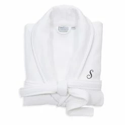 Linum Home Textiles Turkish Cotton Personalized Satin Piped Trim Waffle Terry White Bathrobe -Linum Home Textiles store unnamed file 2326