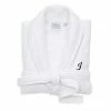 Linum Home Textiles Turkish Cotton Personalized Satin Piped Trim Waffle Terry White Bathrobe