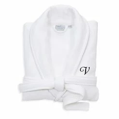 Linum Home Textiles Turkish Cotton Personalized Satin Piped Trim Waffle Terry White Bathrobe -Linum Home Textiles store unnamed file 2332