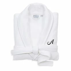 Linum Home Textiles Turkish Cotton Personalized Satin Piped Trim Waffle Terry White Bathrobe -Linum Home Textiles store unnamed file 2342