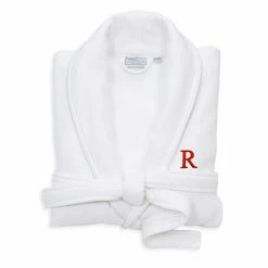 Linum Home Textiles Turkish Cotton Personalized Satin Piped Trim Waffle Terry White Bathrobe -Linum Home Textiles store unnamed file 2351
