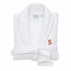 Linum Home Textiles Turkish Cotton Personalized Satin Piped Trim Waffle Terry White Bathrobe -Linum Home Textiles store unnamed file 2367