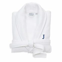 Linum Home Textiles Turkish Cotton Personalized Satin Piped Trim Waffle Terry White Bathrobe -Linum Home Textiles store unnamed file 2377