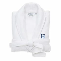 Linum Home Textiles Turkish Cotton Personalized Satin Piped Trim Waffle Terry White Bathrobe -Linum Home Textiles store unnamed file 2378