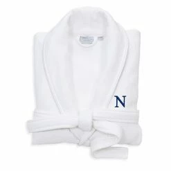 Linum Home Textiles Turkish Cotton Personalized Satin Piped Trim Waffle Terry White Bathrobe -Linum Home Textiles store unnamed file 2381