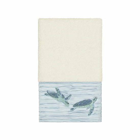 Linum Home Textiles Turkish Cotton Mia 3-piece Embellished Towel Set Midnight Blue 4 Linum Home Textiles Turkish Cotton Mia 3-piece Embellished Towel Set Midnight Blue - Image 4
