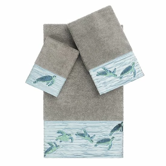 Linum Home Textiles Turkish Cotton Mia 3-piece Embellished Towel Set Midnight Blue 9 Linum Home Textiles Turkish Cotton Mia 3-piece Embellished Towel Set Midnight Blue - Image 9