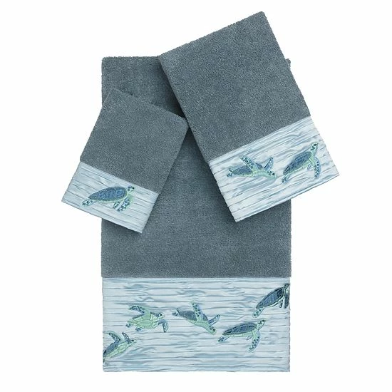 Linum Home Textiles Turkish Cotton Mia 3-piece Embellished Towel Set Midnight Blue 11 Linum Home Textiles Turkish Cotton Mia 3-piece Embellished Towel Set Midnight Blue - Image 11