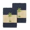 Linum Home Textiles Colton Embellished Washcloth Set Midnight Blue