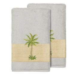 Linum Home Textiles Colton Embellished Bath Towel Set Dark Gray -Linum Home Textiles store unnamed file 2901