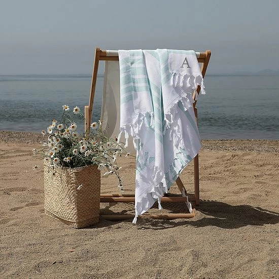 Linum Home Textiles Turkish Cotton Herringbone Personalized Pestemal Beach Towel 2 Linum Home Textiles Turkish Cotton Herringbone Personalized Pestemal Beach Towel - Image 2