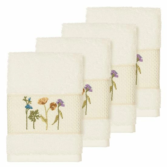 Linum Home Textiles Serenity Embellished Washcloth Set Teal 3 Linum Home Textiles Serenity Embellished Washcloth Set Teal - Image 3