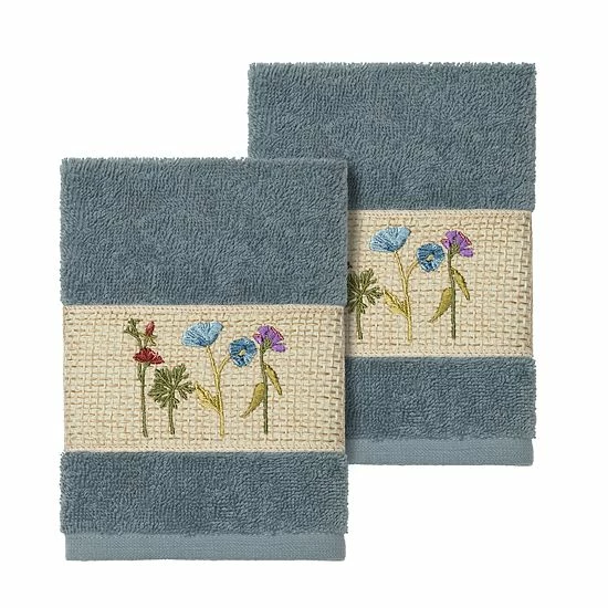 Linum Home Textiles Serenity Embellished Washcloth Set Teal 9 Linum Home Textiles Serenity Embellished Washcloth Set Teal - Image 9