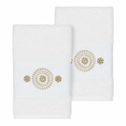 Linum Home Textiles Turkish Cotton Isabelle Embellished Hand Towel Set White -Linum Home Textiles store unnamed file 3215