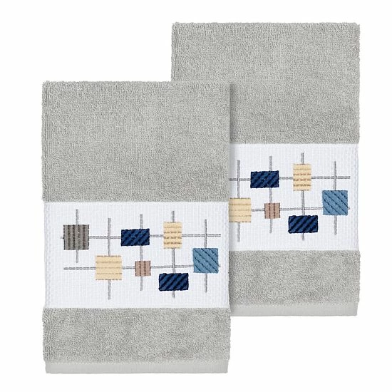 Linum Home Textiles Turkish Cotton Khloe Embellished Hand Towel Set White 1 Linum Home Textiles Turkish Cotton Khloe Embellished Hand Towel Set White