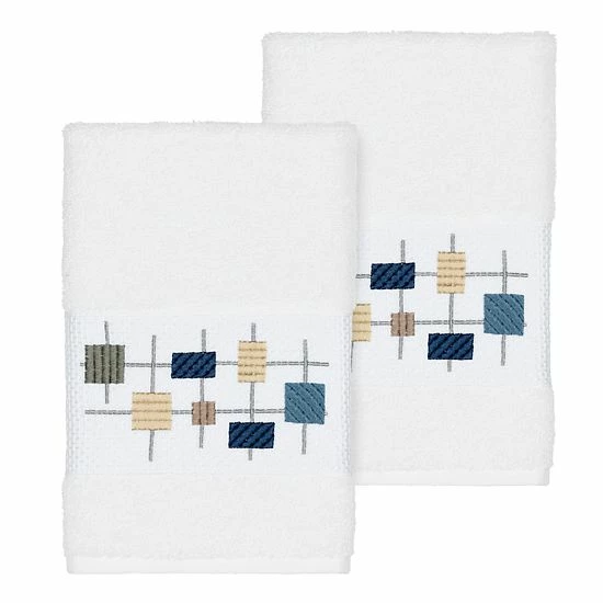 Linum Home Textiles Turkish Cotton Khloe Embellished Hand Towel Set White 3 Linum Home Textiles Turkish Cotton Khloe Embellished Hand Towel Set White - Image 3