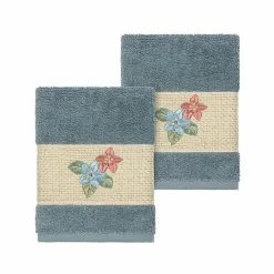 Linum Home Textiles Turkish Cotton Caroline Embellished Washcloth Set Latte
