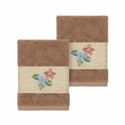 Linum Home Textiles Turkish Cotton Caroline Embellished Washcloth Set Latte -Linum Home Textiles store unnamed file 3256