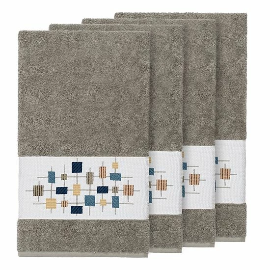 Linum Home Textiles Turkish Cotton Khloe Embellished Bath Towel Set Light Gray 2 Linum Home Textiles Turkish Cotton Khloe Embellished Bath Towel Set Light Gray - Image 2