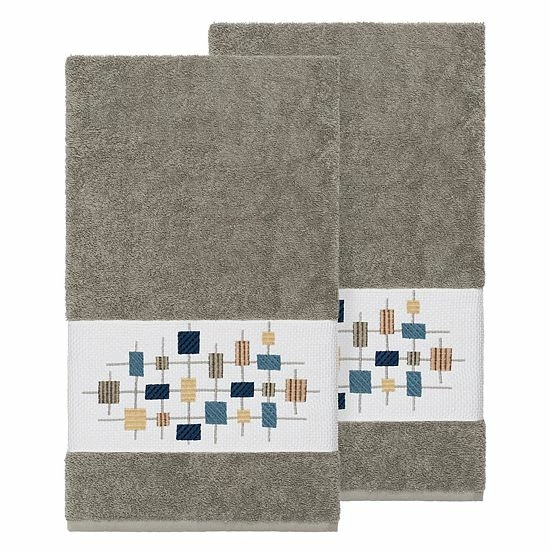 Linum Home Textiles Turkish Cotton Khloe Embellished Bath Towel Set Light Gray 3 Linum Home Textiles Turkish Cotton Khloe Embellished Bath Towel Set Light Gray - Image 3