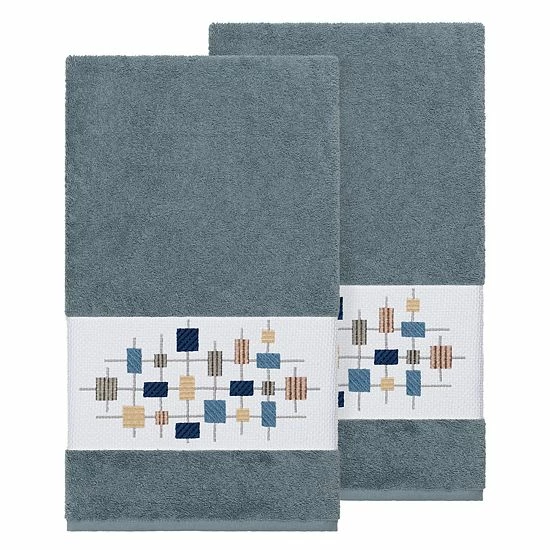 Linum Home Textiles Turkish Cotton Khloe Embellished Bath Towel Set Light Gray 4 Linum Home Textiles Turkish Cotton Khloe Embellished Bath Towel Set Light Gray - Image 4