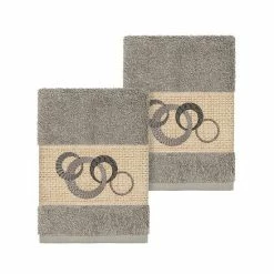 Linum Home Textiles Turkish Cotton Annabelle Embellished Washcloth Set Light Gray -Linum Home Textiles store unnamed file 3345