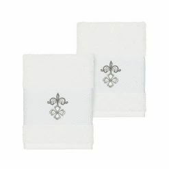Linum Home Textiles Turkish Cotton Quinn Embellished Washcloth Set Cream