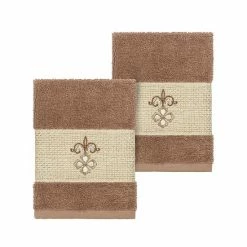 Linum Home Textiles Turkish Cotton Quinn Embellished Washcloth Set Cream -Linum Home Textiles store unnamed file 3369