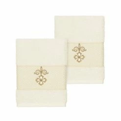Linum Home Textiles Turkish Cotton Quinn Embellished Washcloth Set Cream -Linum Home Textiles store unnamed file 3373