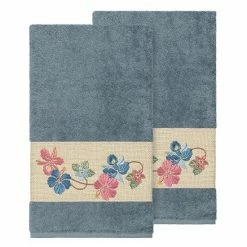 Linum Home Textiles Turkish Cotton Caroline Embellished Bath Towel Set Light Gray -Linum Home Textiles store unnamed file 3413