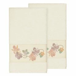 Linum Home Textiles Turkish Cotton Caroline Embellished Bath Towel Set Light Gray -Linum Home Textiles store unnamed file 3415