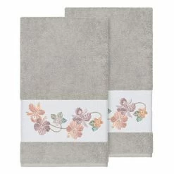 Linum Home Textiles Turkish Cotton Caroline Embellished Bath Towel Set Light Gray -Linum Home Textiles store unnamed file 3417