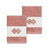 Linum Home Textiles Turkish Cotton Noah Embellished Washcloth Set Tea Rose