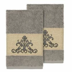 Linum Home Textiles Scarlet Embellished Hand Towel Set Blue