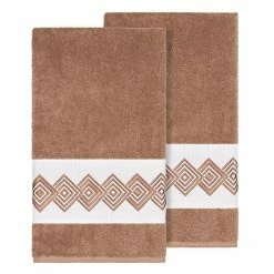 Linum Home Textiles Turkish Cotton Noah Embellished Bath Towel Set Dark Gray