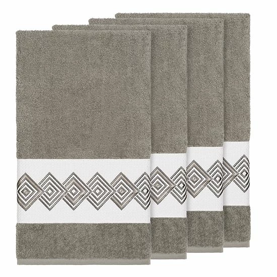 Linum Home Textiles Turkish Cotton Noah Embellished Bath Towel Set Dark Gray 2 Linum Home Textiles Turkish Cotton Noah Embellished Bath Towel Set Dark Gray - Image 2