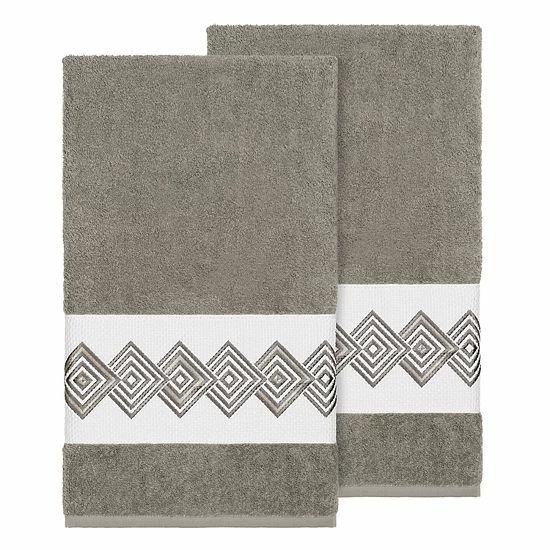 Linum Home Textiles Turkish Cotton Noah Embellished Bath Towel Set Dark Gray 5 Linum Home Textiles Turkish Cotton Noah Embellished Bath Towel Set Dark Gray - Image 5