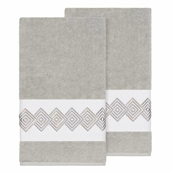 Linum Home Textiles Turkish Cotton Noah Embellished Bath Towel Set Dark Gray 6 Linum Home Textiles Turkish Cotton Noah Embellished Bath Towel Set Dark Gray - Image 6