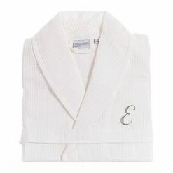 Linum Home Textiles Turkish Cotton Personalized Waffle Weave Bathrobe White Gray L -Linum Home Textiles store unnamed file 354