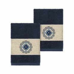 Linum Home Textiles Turkish Cotton Isabelle Embellished Washcloth Set Dark Gray -Linum Home Textiles store unnamed file 3542