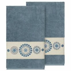 Linum Home Textiles Turkish Cotton Isabelle Embellished Bath Towel Set Midnight Blue -Linum Home Textiles store unnamed file 3550