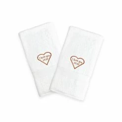 Linum Home Textiles "I Love You Mom" Embroidered 2-pack Hand Towels Melange