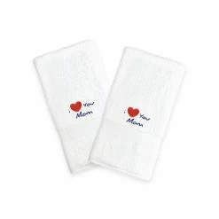 Linum Home Textiles "I Love You Mom" Embroidered 2-pack Hand Towels Melange -Linum Home Textiles store unnamed file 3567