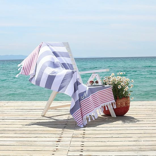 Linum Home Textiles Turkish Cotton Patriotic Personalized Pestemal Beach Towel 2 Linum Home Textiles Turkish Cotton Patriotic Personalized Pestemal Beach Towel - Image 2