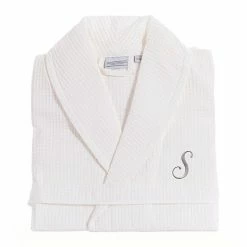 Linum Home Textiles Turkish Cotton Personalized Waffle Weave Bathrobe White Gray L -Linum Home Textiles store unnamed file 364