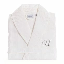 Linum Home Textiles Turkish Cotton Personalized Waffle Weave Bathrobe White Gray L -Linum Home Textiles store unnamed file 367