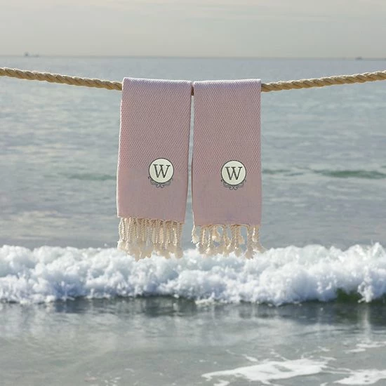 Linum Home Textiles Turkish Cotton Personalized Fun In Paradise Pestemal 2-pack Hand Towel Set 4 Linum Home Textiles Turkish Cotton Personalized Fun In Paradise Pestemal 2-pack Hand Towel Set - Image 4