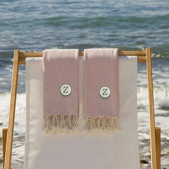 Linum Home Textiles Turkish Cotton Personalized Fun In Paradise Pestemal 2-pack Hand Towel Set 5 Linum Home Textiles Turkish Cotton Personalized Fun In Paradise Pestemal 2-pack Hand Towel Set - Image 5