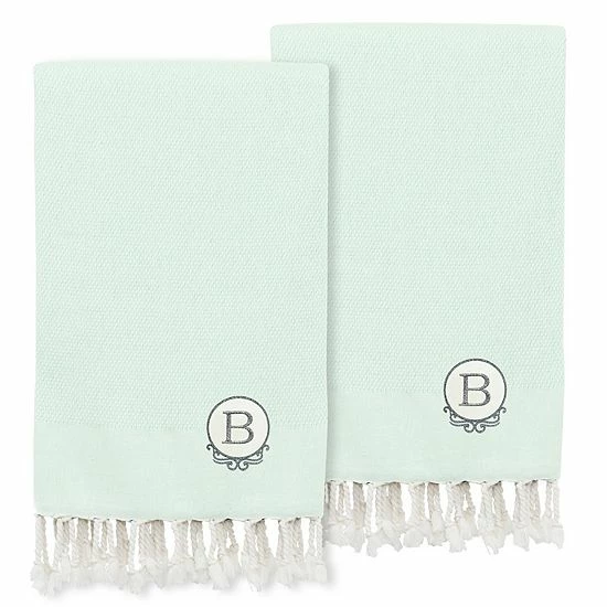 Linum Home Textiles Turkish Cotton Personalized Fun In Paradise Pestemal 2-pack Hand Towel Set 1 Linum Home Textiles Turkish Cotton Personalized Fun In Paradise Pestemal 2-pack Hand Towel Set