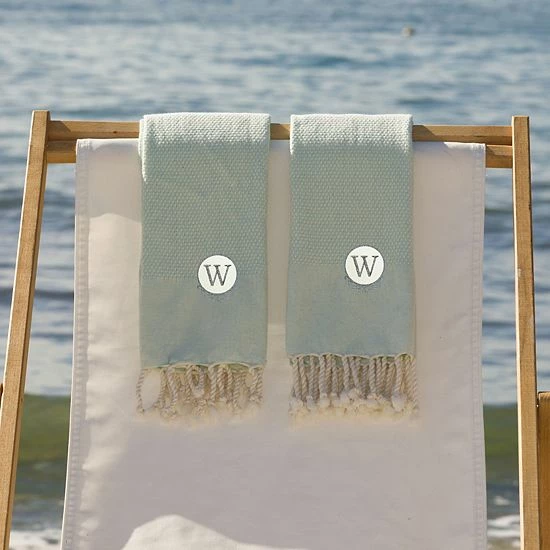 Linum Home Textiles Turkish Cotton Personalized Fun In Paradise Pestemal 2-pack Hand Towel Set 4 Linum Home Textiles Turkish Cotton Personalized Fun In Paradise Pestemal 2-pack Hand Towel Set - Image 4